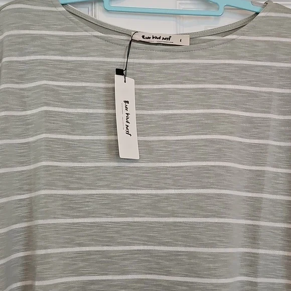 NWT Three Bird Nest Dreamy Daze Striped Sage Green Women's Top - Picture 12 of 16